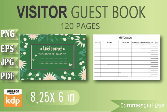 Download Visitor Log Book Editable KDP Interior - Log book Collection